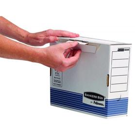 Caja archivo definitivo fellowes a4 carton reciclado 100% lomo 100 mm montaje automatico color azul