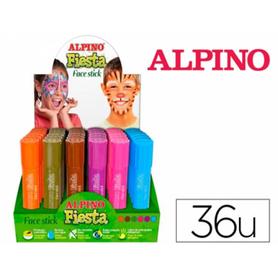 Barra maquillaje alpino fiesta face stick expositor de 36 unidades colores fantasia surtidos