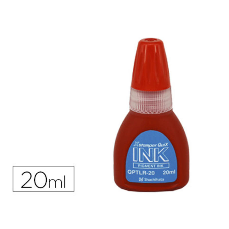 Tinta xstamper quix para sellos roja bote de 20 ml