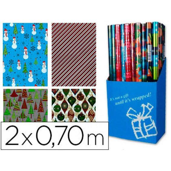 Papel fantasia navidad papel metalizado rollo de 2x0,70 mt papel de 60 grs