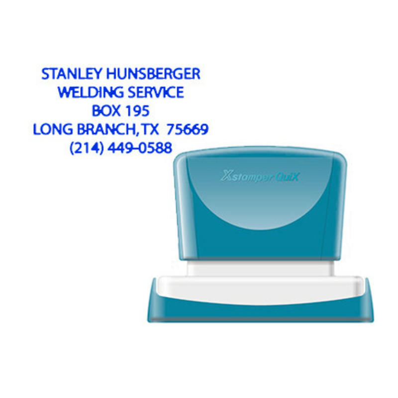 Sello xstamper quix personalizable color azul medidas 24x49 mm q-12