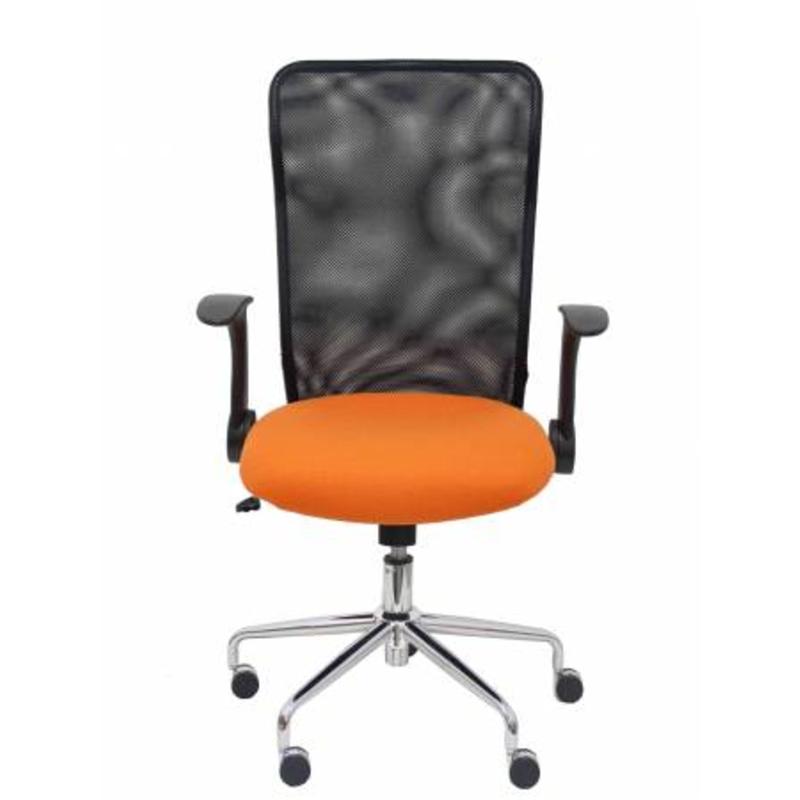 Silla Minaya respaldo malla negro asiento bali naranja