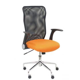 Silla Minaya respaldo malla negro asiento bali naranja