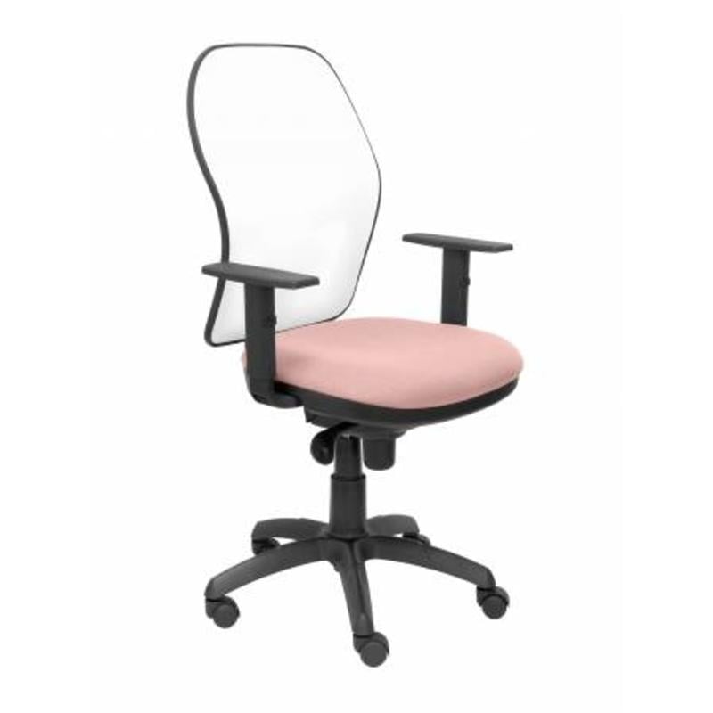 Silla Jorquera malla blanca asiento bali rosa pálido