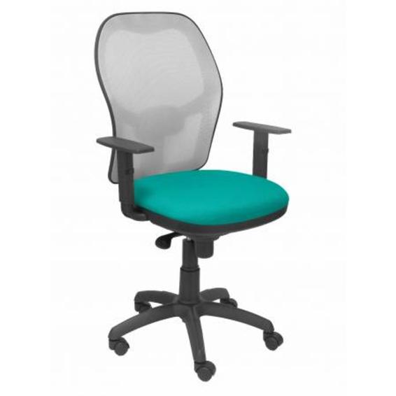 Silla Jorquera malla gris asiento bali verde claro