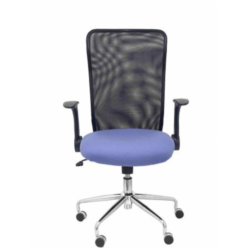 Silla Minaya respaldo malla negro asiento bali azul claro