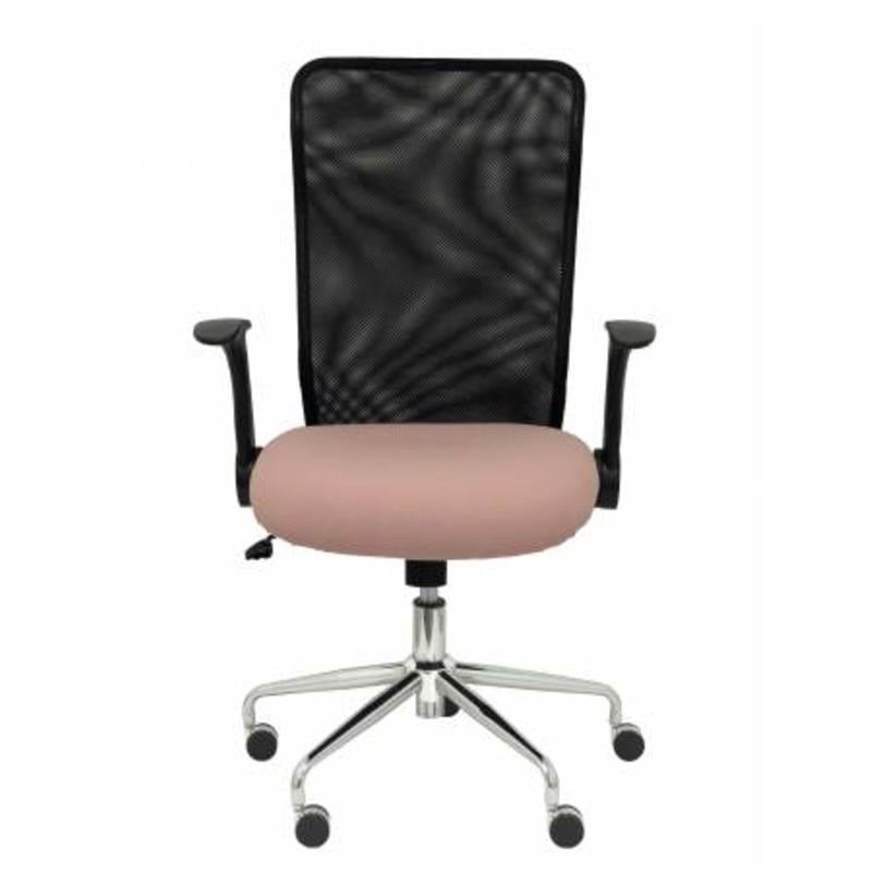 Silla Minaya respaldo malla negro asiento bali rosa pálido