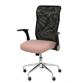 Silla Minaya respaldo malla negro asiento bali rosa pálido