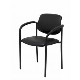 Silla fija Villalgordo similpiel negro chasis negro con brazos