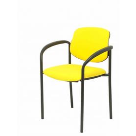 Silla fija Villalgordo bali amarillo chasis negro con brazos