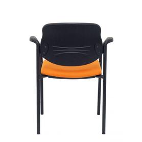 Silla fija Villalgordo bali naranja chasis negro con brazos