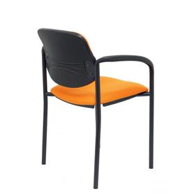 Silla fija Villalgordo bali naranja chasis negro con brazos