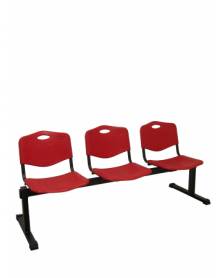 Bancada Pozohondo 3 plazas con asiento en plástico inyectado rojo