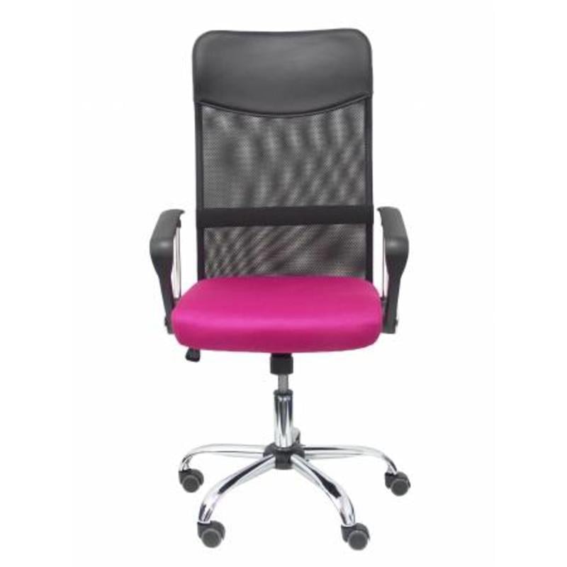 Silla Gontar respaldo malla negro asiento rosa