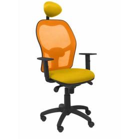 Silla Jorquera malla naranja asiento bali amarillo con cabecero fijo