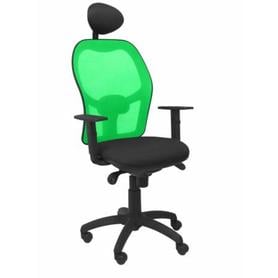 Silla Jorquera malla verde asiento bali negro con cabecero fijo