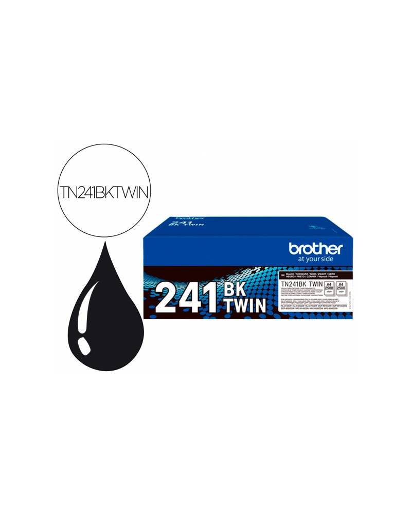 Toner brother tn241bktwin hl3140 / 3170 / 3150 / dcp9020 / mfc9140 / 9330 / 9340 negro 2500 paginas pack