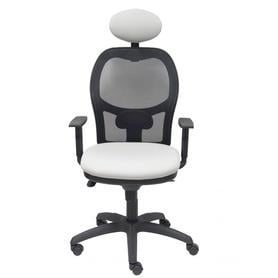 Silla Jorquera malla negra asiento bali gris claro con cabecero fijo