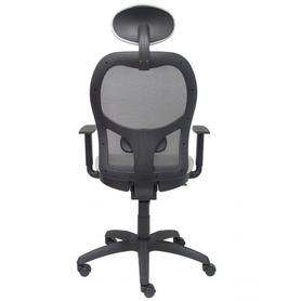 Silla Jorquera malla negra asiento bali gris claro con cabecero fijo