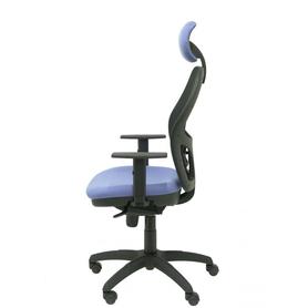 Silla Jorquera malla negra asiento bali azul claro con cabecero fijo