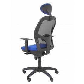 Silla Jorquera malla negra asiento bali azul con cabecero fijo