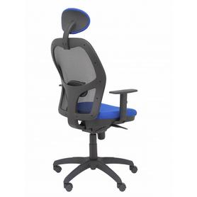 Silla Jorquera malla negra asiento bali azul con cabecero fijo