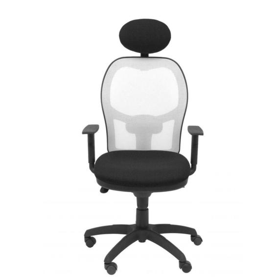 Silla Jorquera malla blanca asiento bali negro con cabecero fijo