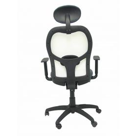 Silla Jorquera malla blanca asiento bali gris oscuro con cabecero fijo