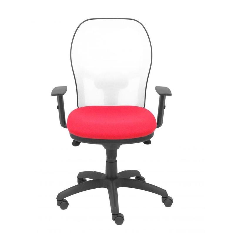 Silla Jorquera malla blanca asiento bali rojo