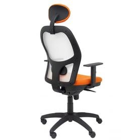 Silla Jorquera malla blanca asiento bali naranja con cabecero fijo