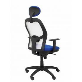 Silla Jorquera malla blanca asiento bali azul con cabecero fijo