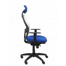 Silla Jorquera malla blanca asiento bali azul con cabecero fijo