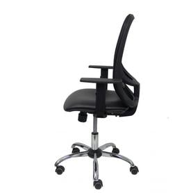 Silla Cilanco negra malla negra asiento similpiel negro brazo regulable base cromada