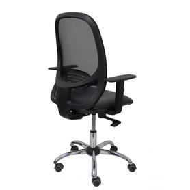 Silla Cilanco negra malla negra asiento similpiel negro brazo regulable base cromada