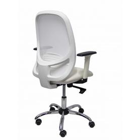 Silla Cilanco blanca malla blanca asto similpiel blanco brazo reg. base crom RP