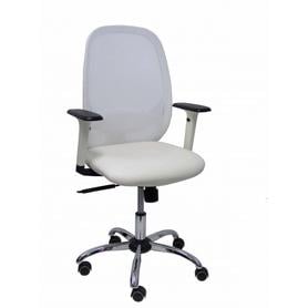 Silla Cilanco blanca malla blanca asto similpiel blanco brazo reg. base crom RP