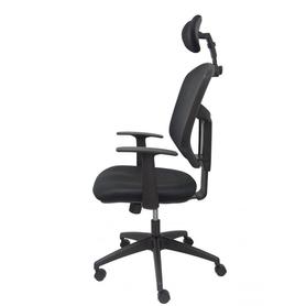 Silla Chinchilla respaldo malla negro con cabecero asiento 3D negro