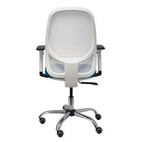 Silla Cilanco blanca malla blanca asiento bali verde brazo regulable base cromada ruedas de parqué