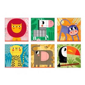 Puzle goula cubos de carton animales selva 6 escenas diferentes 9 piezas