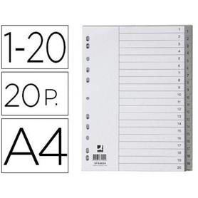 Separador numerico q-connect plastico 1-20 juego de 20 separadores din a4 multitaladro
