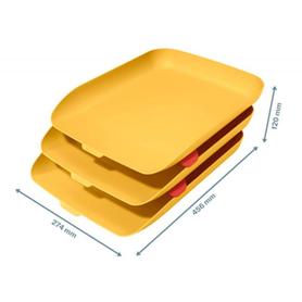 Bandeja sobremesa plastico leitz cosy set de 3 unidades amarillo 274x120x456 mm