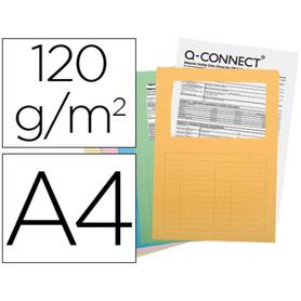 Subcarpeta cartulina q-connect din a4 colores surtidos con con ventana transparente 120 gr paquete de 25 unidades