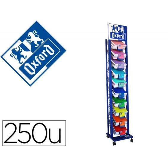 Expositor vacio oxford suelo ruedas metalico columna color azul 10 posiciones para 250 unidades