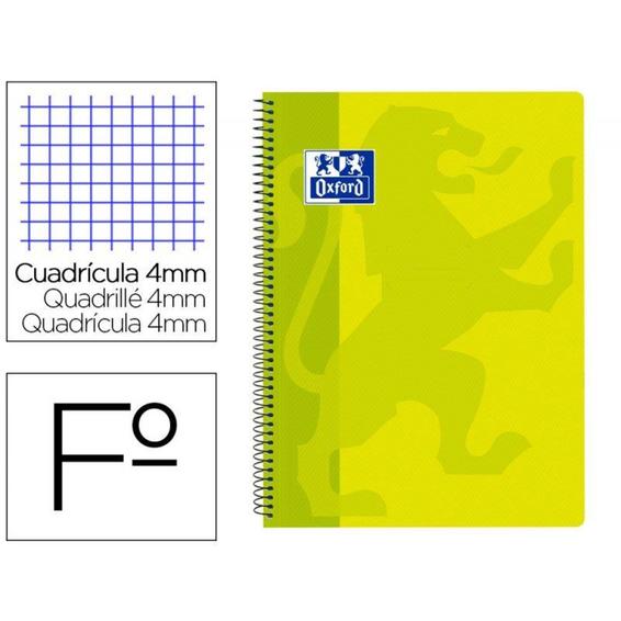 Cuaderno espiral oxford school classic tapa polipropileno folio 80 hojas cuadro 4 mm con margen lima
